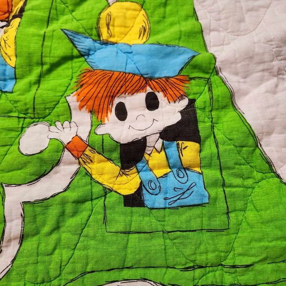 Vintage Old Woman Who Lived in a Shoe Quilt Baby Nursery Rhyme Blanket Decor - Picture 5 of 13